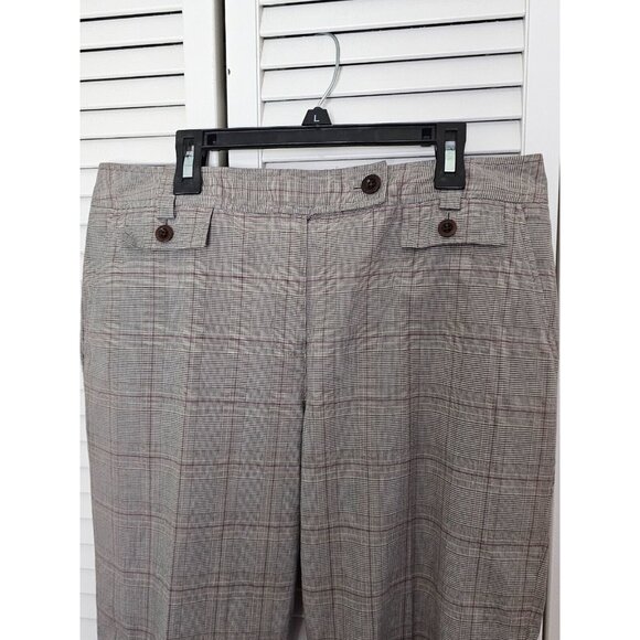 Vintage Talbot's Capri Pants Size 8 Red Gray Plaid Side Pockets Belt Loops Zip - Picture 2 of 6